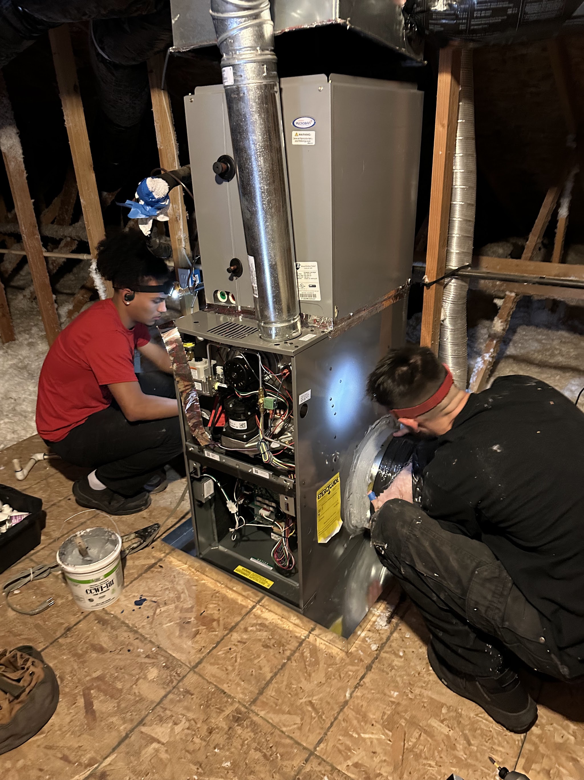 Finished furnace and air handler installation with new ducting